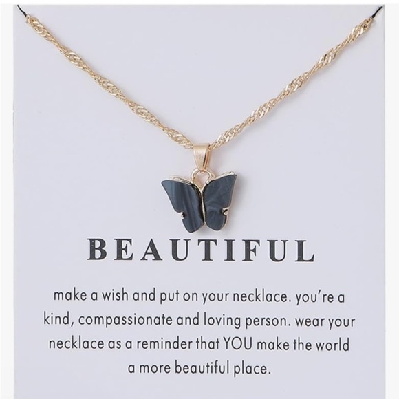 Butterfly Pendant Necklace NWT - Picture 3 of 12